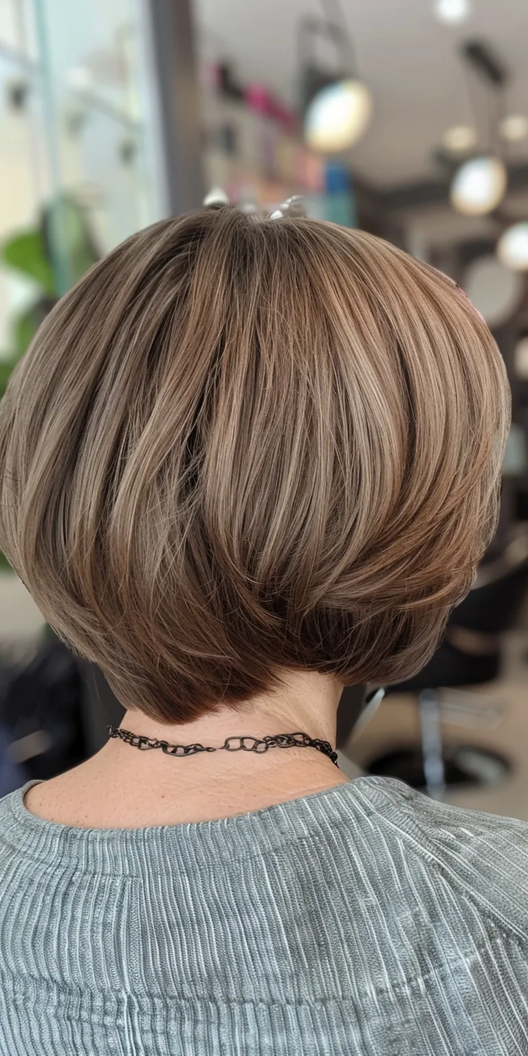 layered bob haircuts Asymmetric cut, Short brush Bob Butterfly haircut, Professional cut