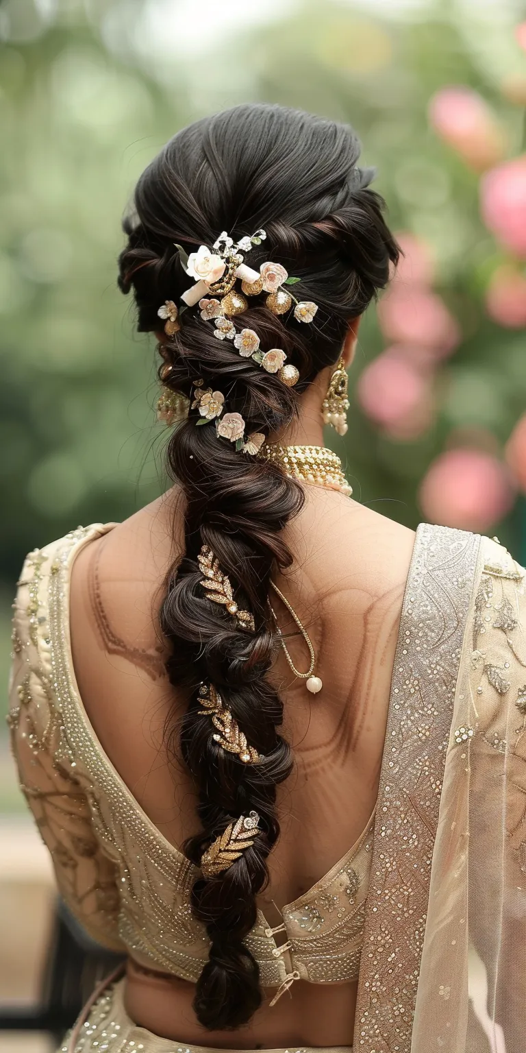 wedding hairstyles for long hair Boho braids, Milkmaid braid, Waterfall Updo, Layered