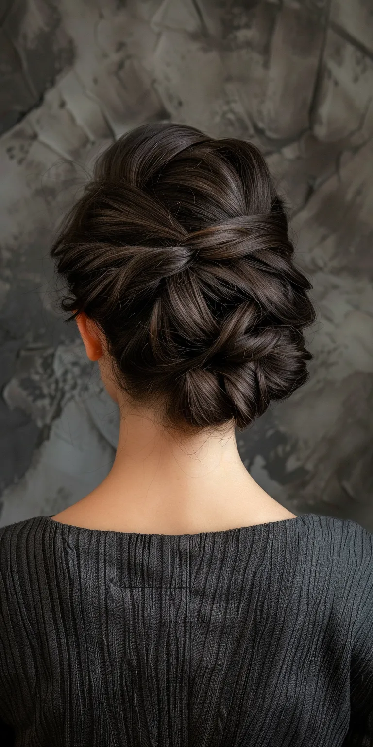 hair styles for thick Updo, Chignon, French twist, Waterfall braids, Milkmaid braid