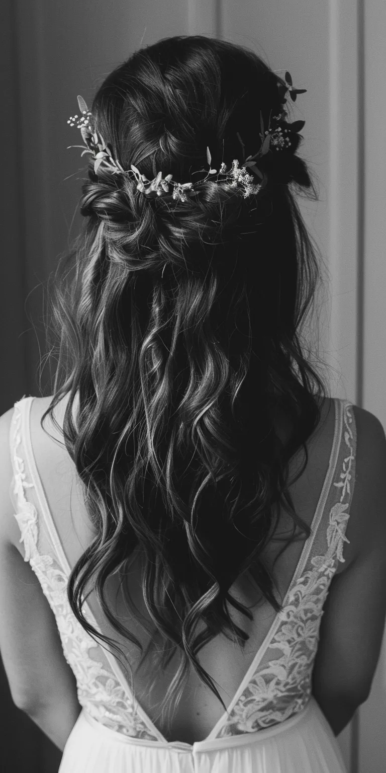 bridal hairstyles for long hair Boho braids, Milkmaid braid, Updo, Waterfall Chignon