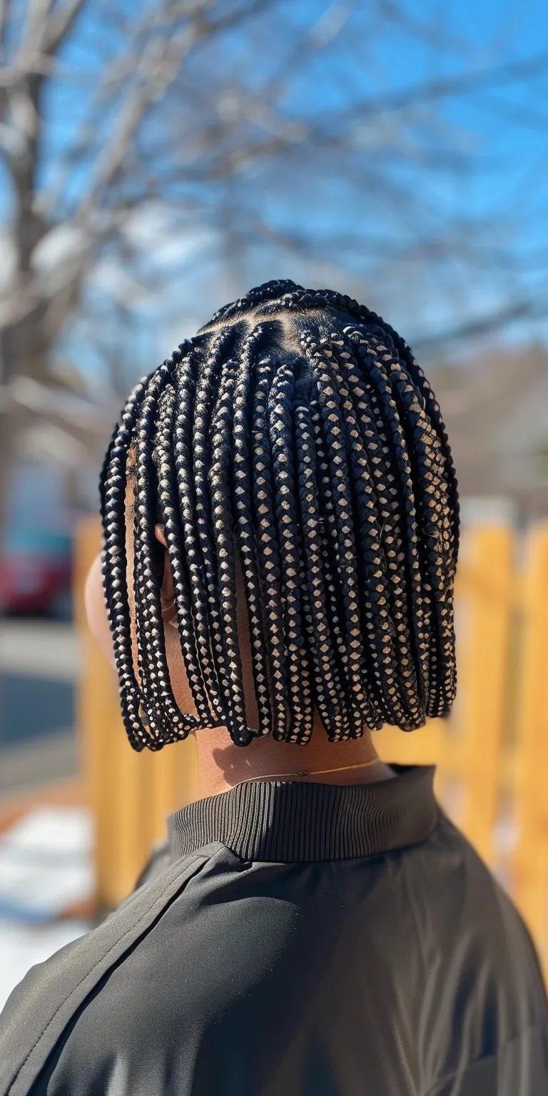 short box braids Stacked bob, Cornrows, Hair twists, French twist, Crochet