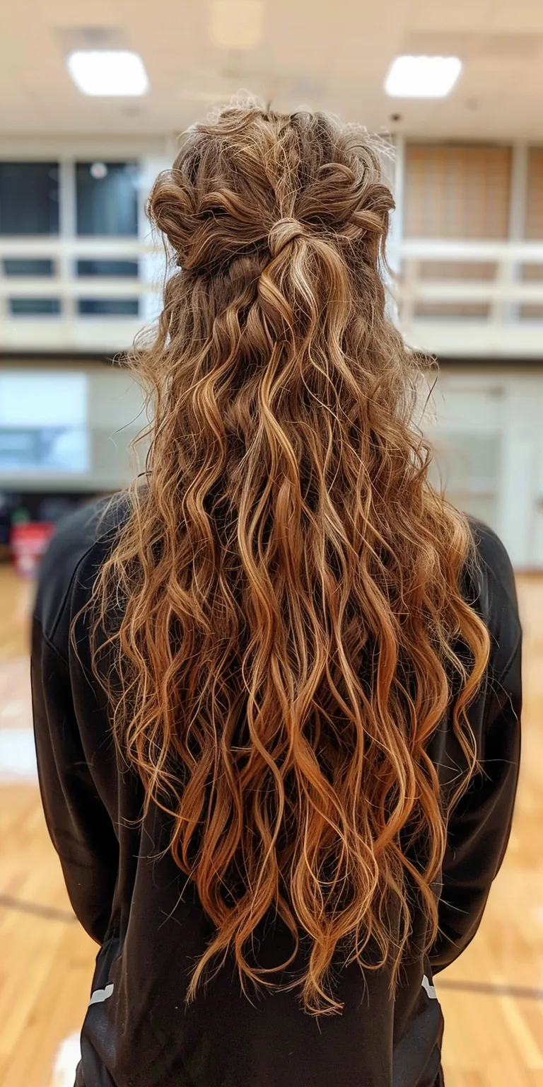 volleyball hairstyles Digital perm, Waterfall braids, Mermaid hair, Layered Boho braids