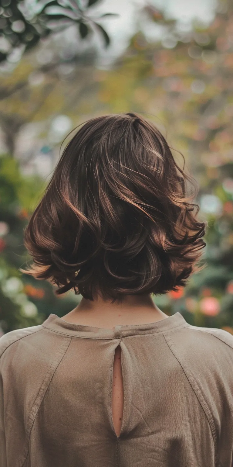 medium haircuts for women Digital perm, Ringlets, Bob cut, Layered hair, Updo