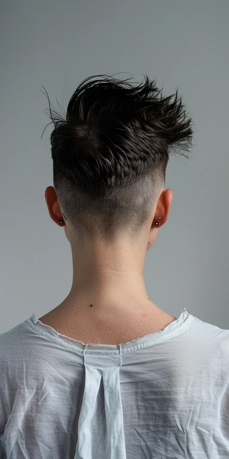 high fade hairstyle Asymmetric cut, Pompadour, Short brush Mohawk, back and sides