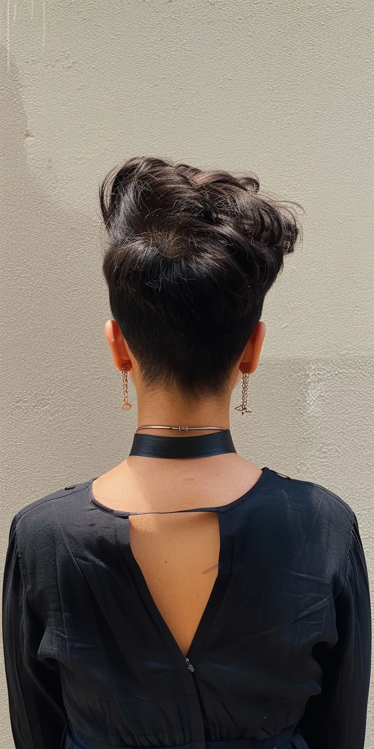 mid fade hairstyle Asymmetric cut, Updo, French twist, Butterfly haircut, Layered hair