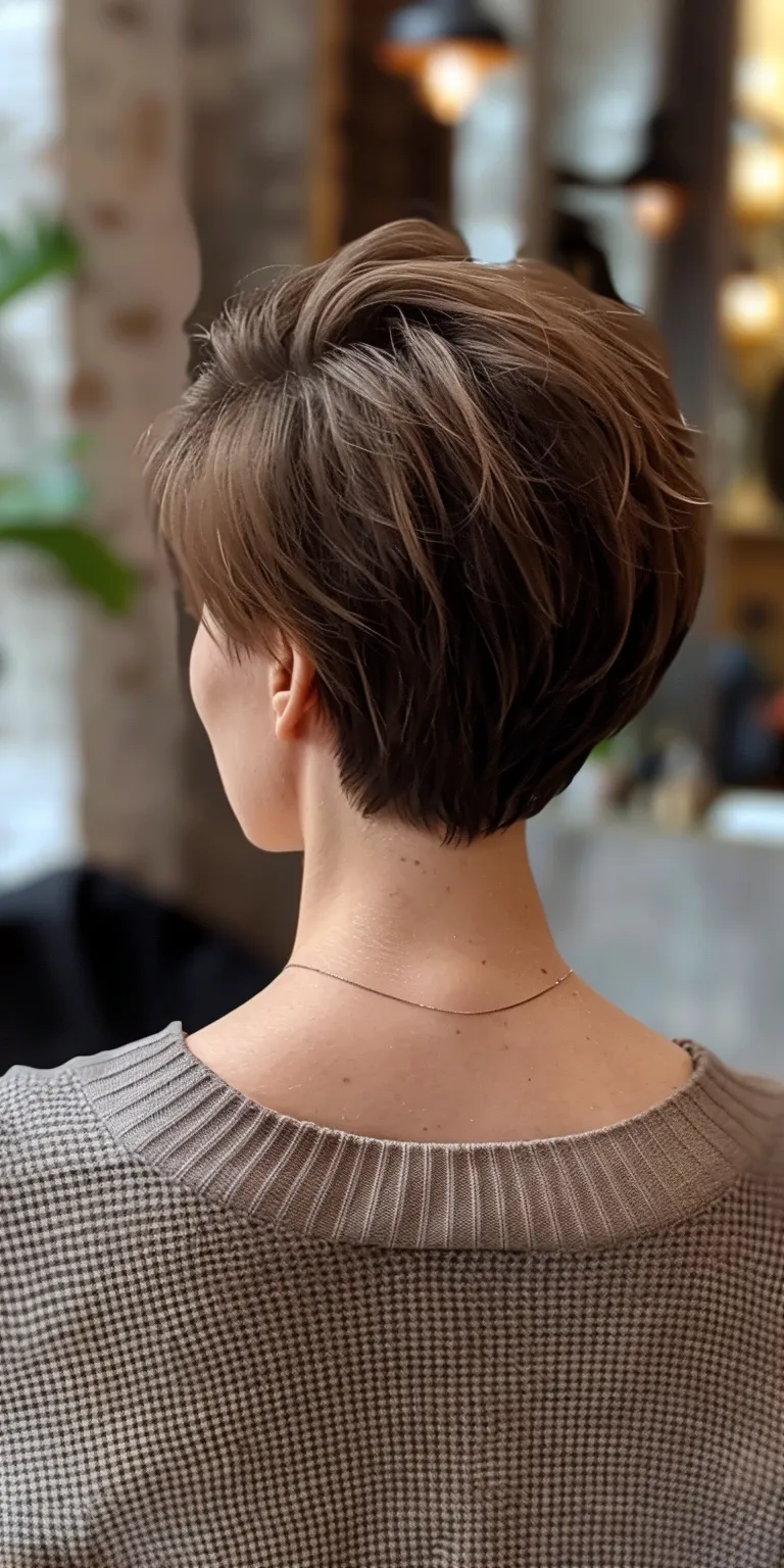 short choppy haircuts Asymmetric cut, Short brush Chignon, Pixie Butterfly haircut