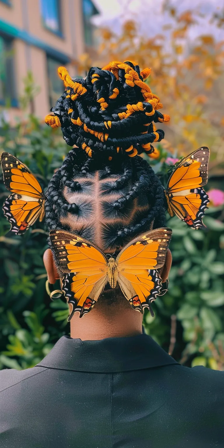 butterfly locs with color Butterfly haircut, Hair twists, Crochet braids, Mohawk, Beehive