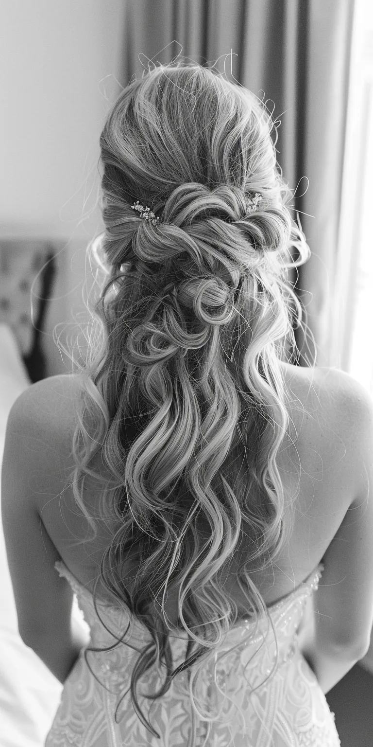 long hair wedding styles Updo, Chignon, Waterfall braids, Boho Milkmaid braid