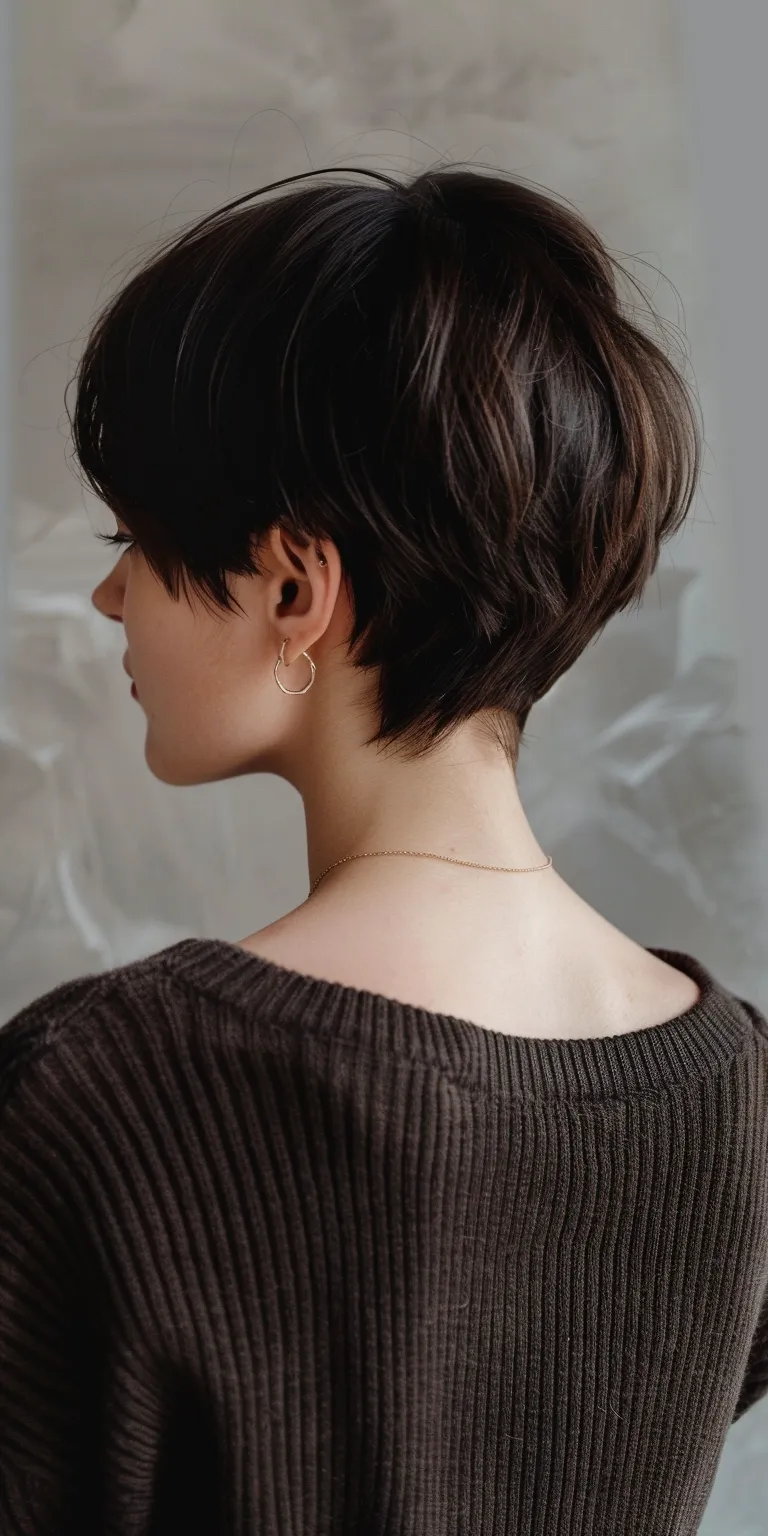 short haircuts for round faces Asymmetric cut, Pixie Japanese women's hairstyles, Short brush Layered hair