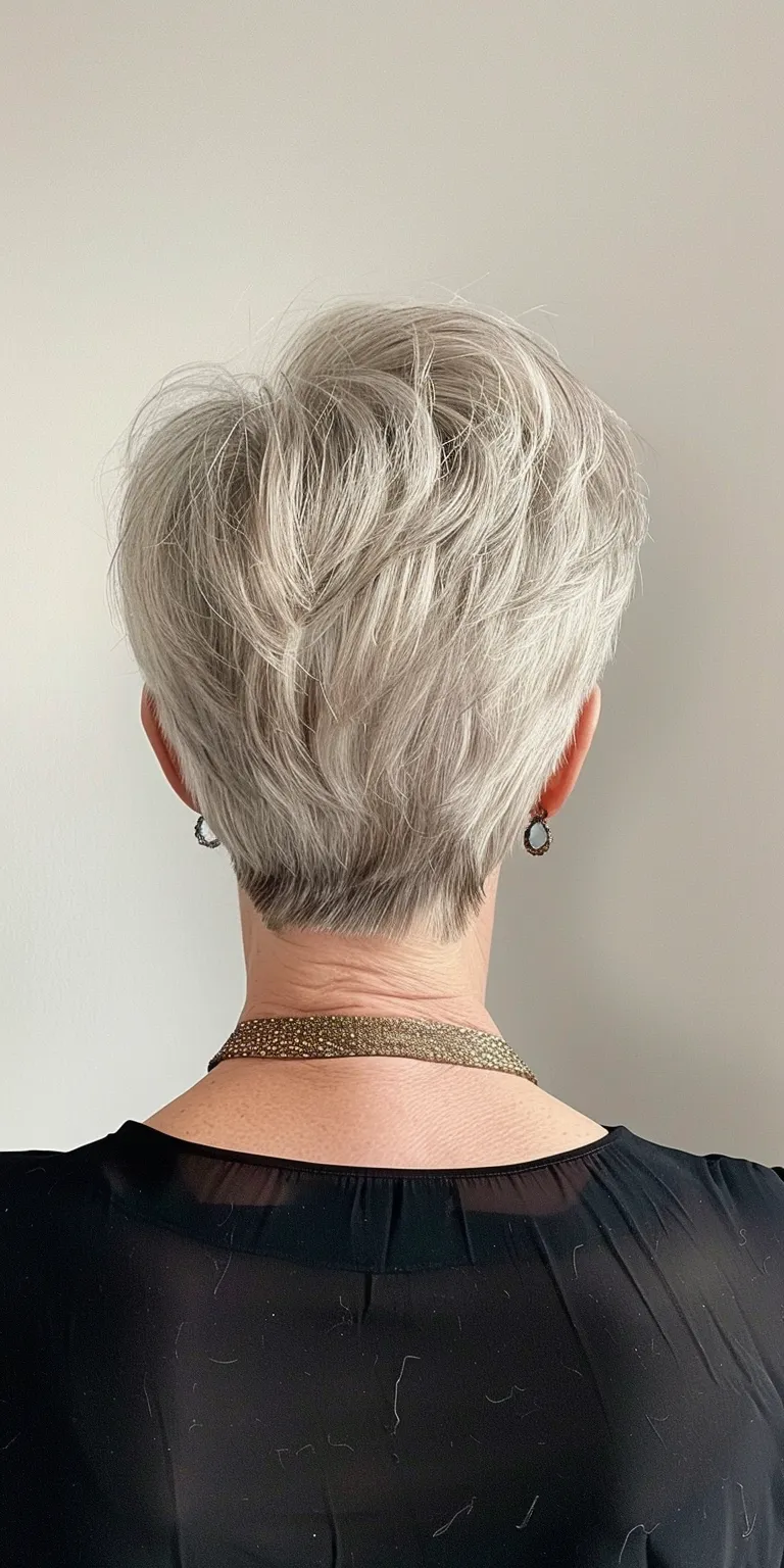 short hairstyles for mature women Short brush cut, Asymmetric Pixie Digital perm, Butterfly haircut