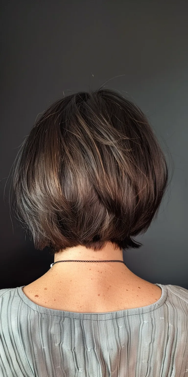 stacked bob haircuts Asymmetric cut, Short brush Professional Pixie Bob cut