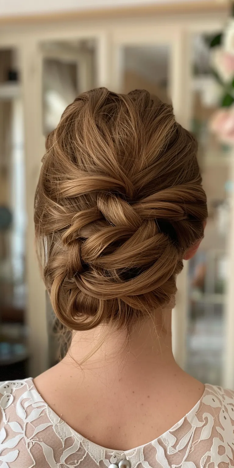 wedding hairstyles for short hair Updo, French twist, Waterfall braids, Chignon, braid