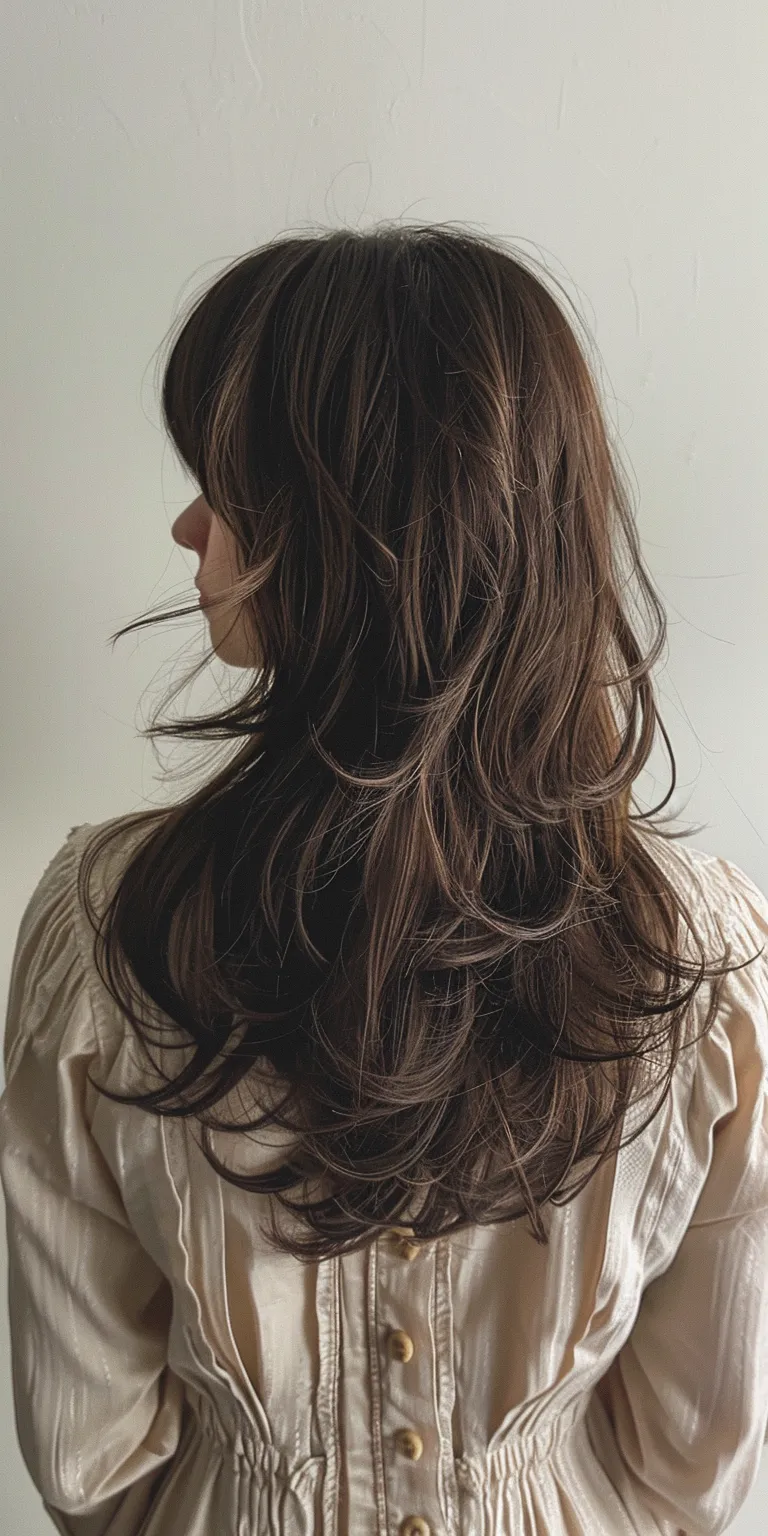 layered haircuts with bangs Layered hair, Long Asymmetric cut, Fringe, Extensions