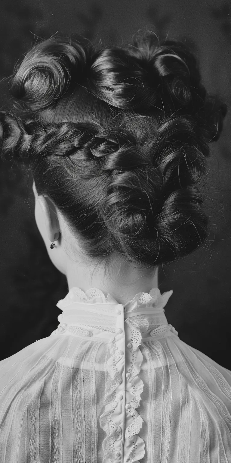 victorian hairstyles Milkmaid braid, Updo, Chignon, Finger wave, Historical Christian