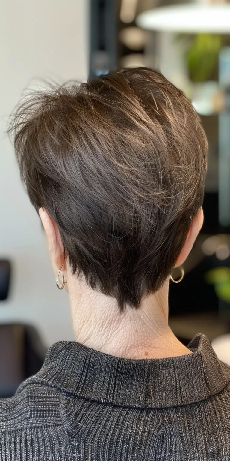 fine hair styles Short brush cut, Asymmetric Professional Pixie Digital perm