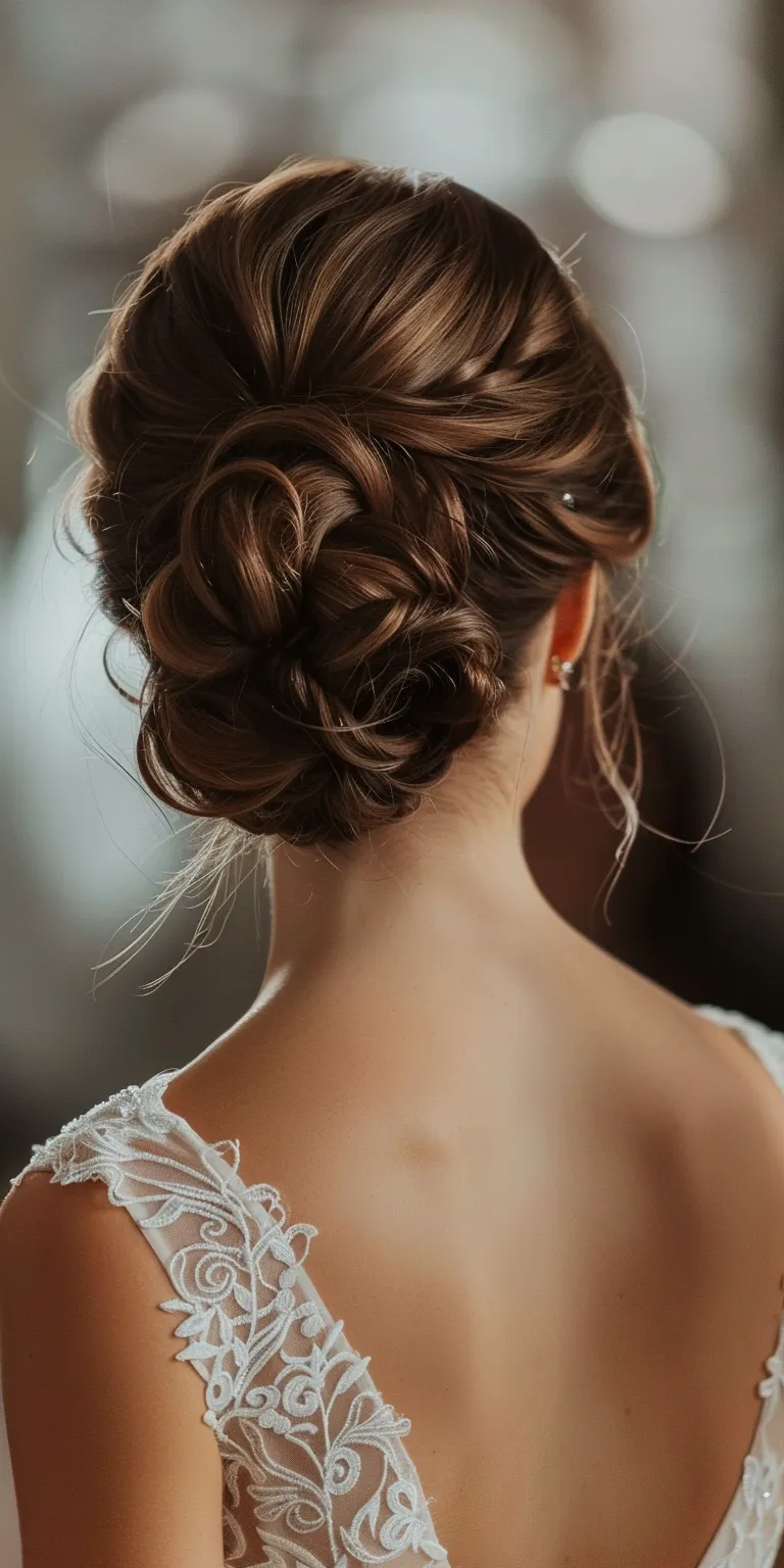 updo hairstyles for wedding Chignon, Updo, French twist, Milkmaid braid, Ballerina bun