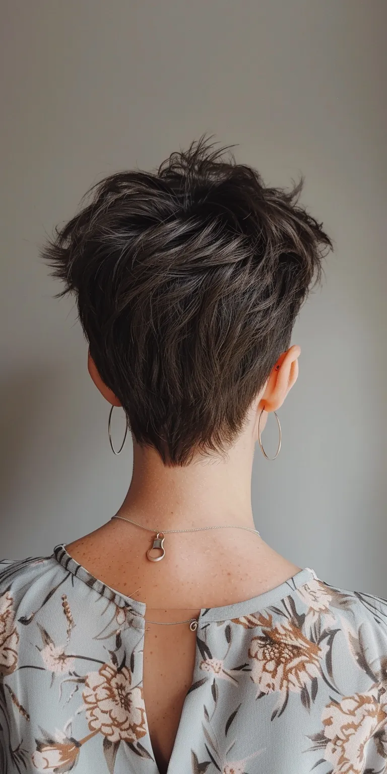 cute short haircuts for women Asymmetric cut, Pixie Short brush Layered hair, Feathered hair