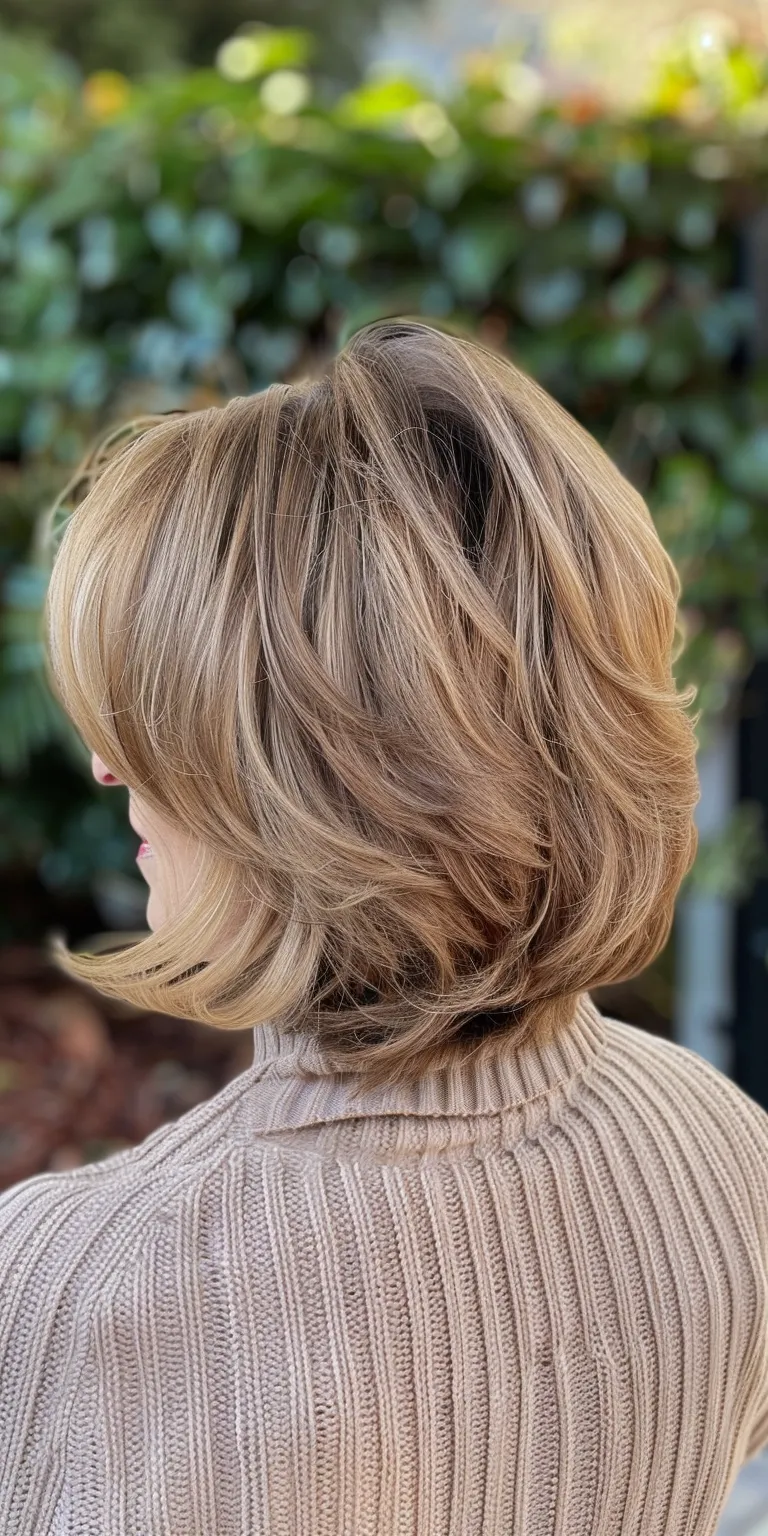 haircuts for older women with thin hair Asymmetric cut, Short brush Layered hair, Digital perm, Bob cut