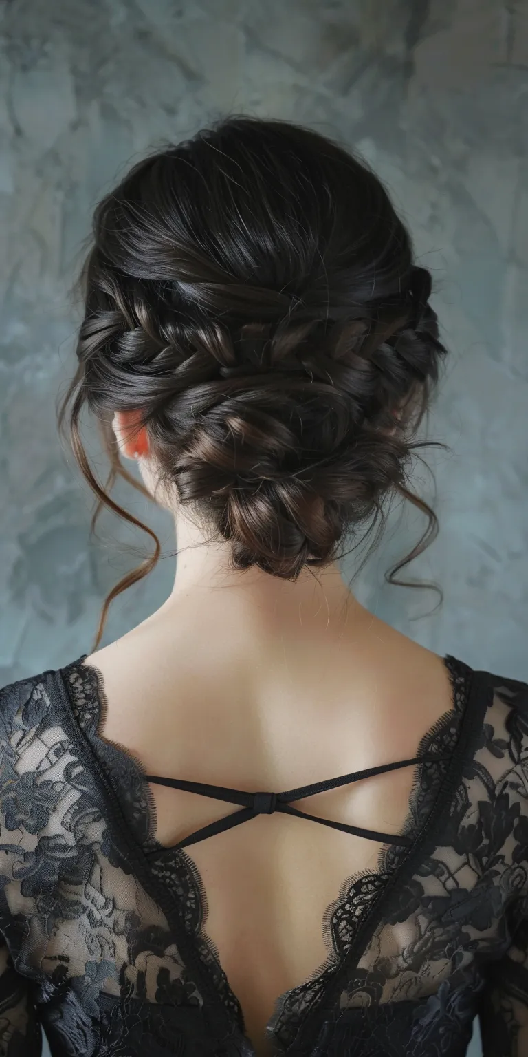 pomade hairstyle Updo, Waterfall braids, Milkmaid braid, French Chignon