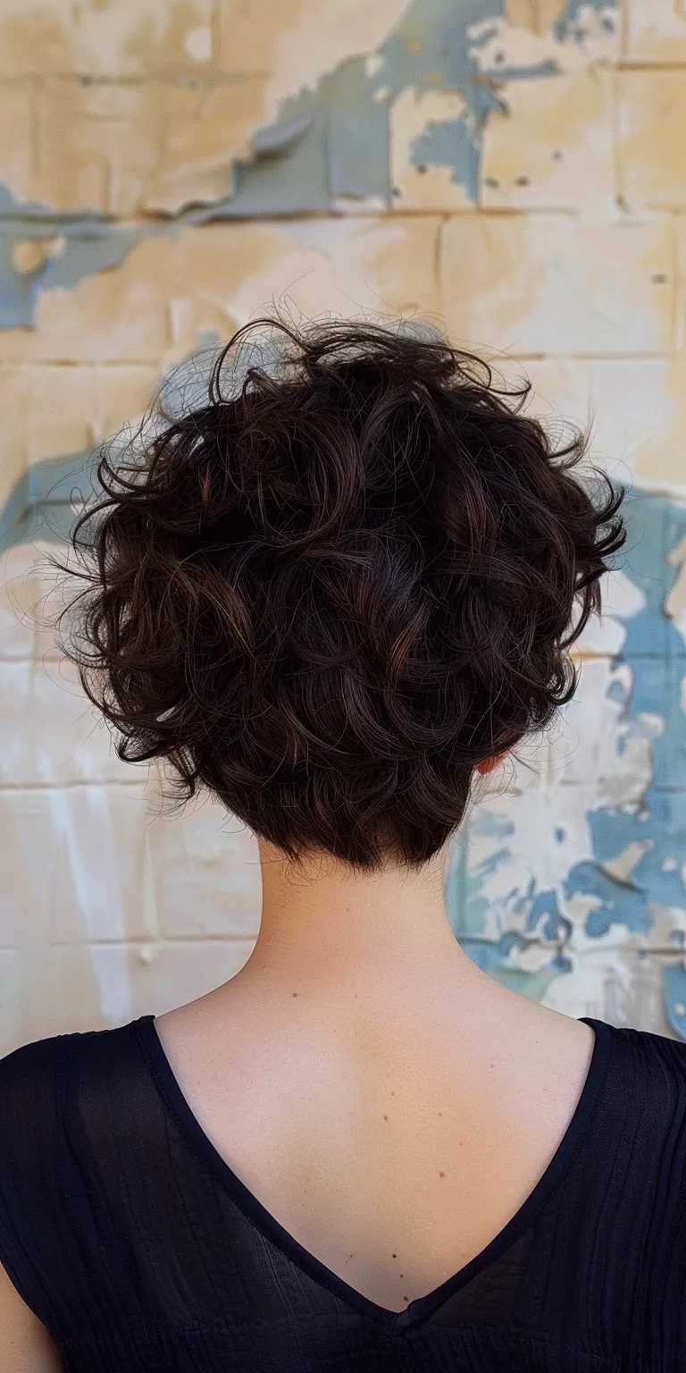 short curly hair styles Digital perm, Asymmetric cut, Updo, Short brush Japanese women's hairstyles