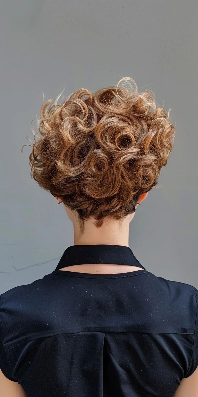 perm hairstyle Digital perm, Asymmetric cut, Updo, Chignon, French twist