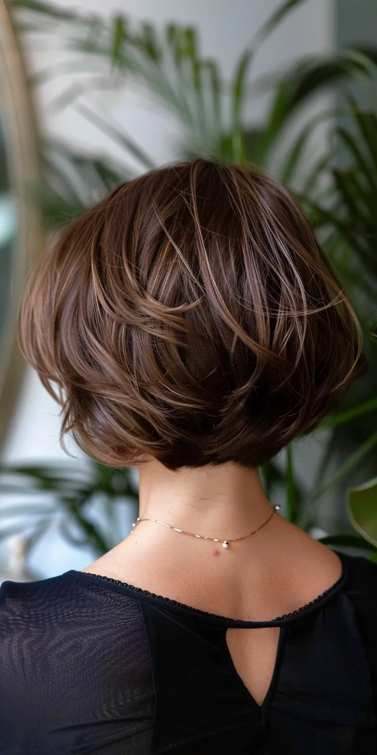 short layered hairstyles Asymmetric cut, Bob Pixie Layered hair, Chignon