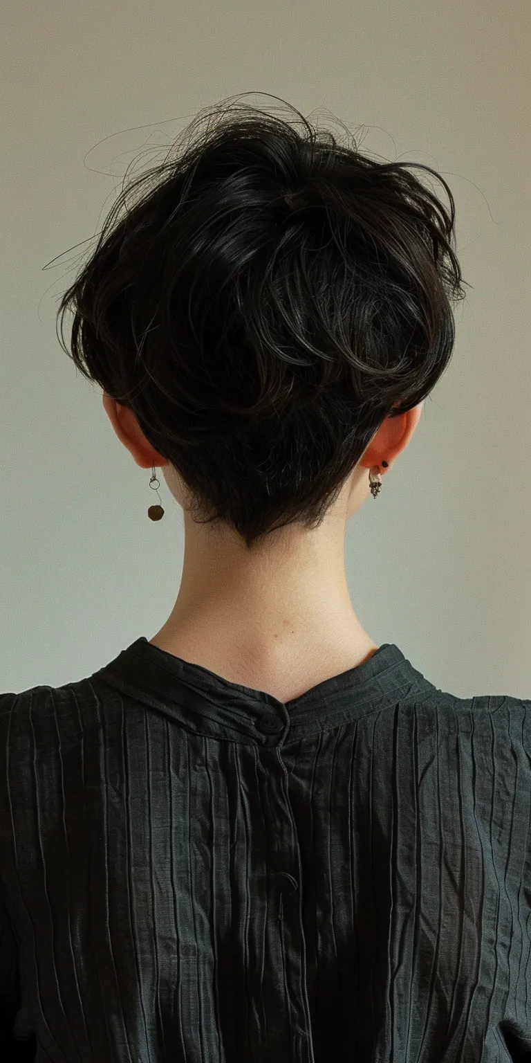 tomboy hairstyle Chignon, Asymmetric cut, Updo, Japanese women's hairstyles, Milkmaid braid