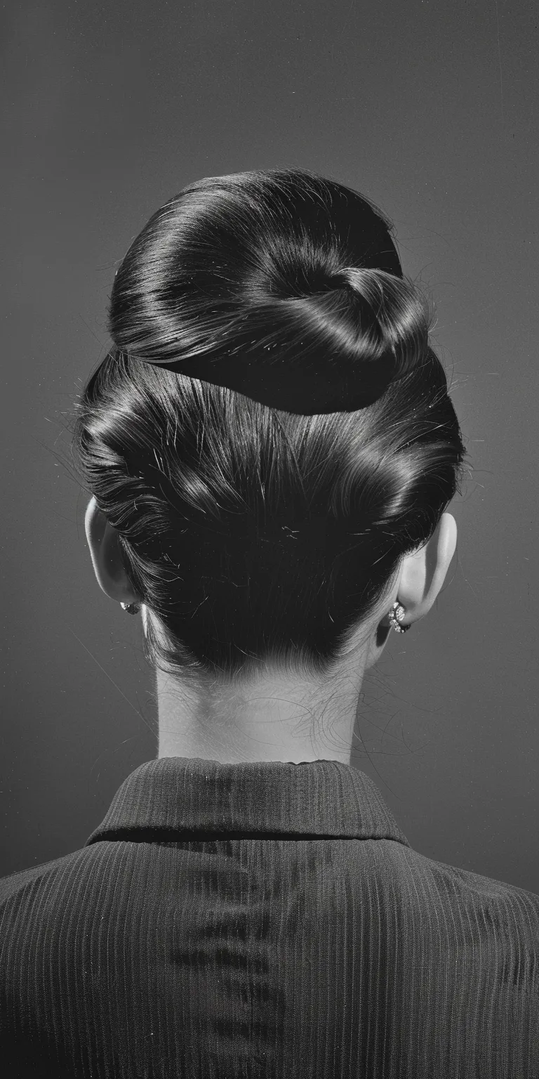 ducktail hairstyle Chignon, Updo, French twist, Japanese women's hairstyles, Ballerina bun