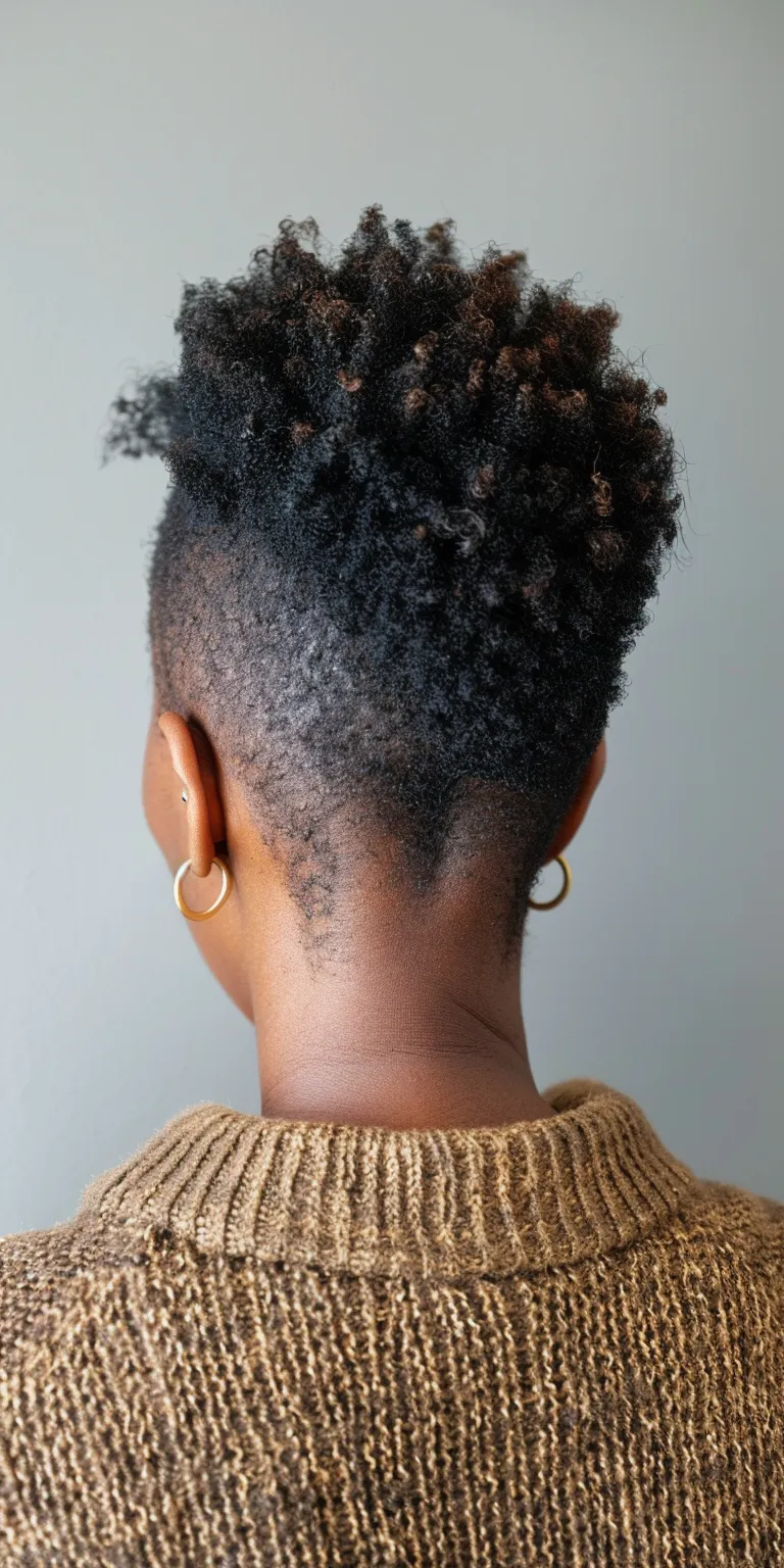 short natural haircuts for black females Asymmetric cut, Kinky hair, Afro puffs, Pompadour, French twist