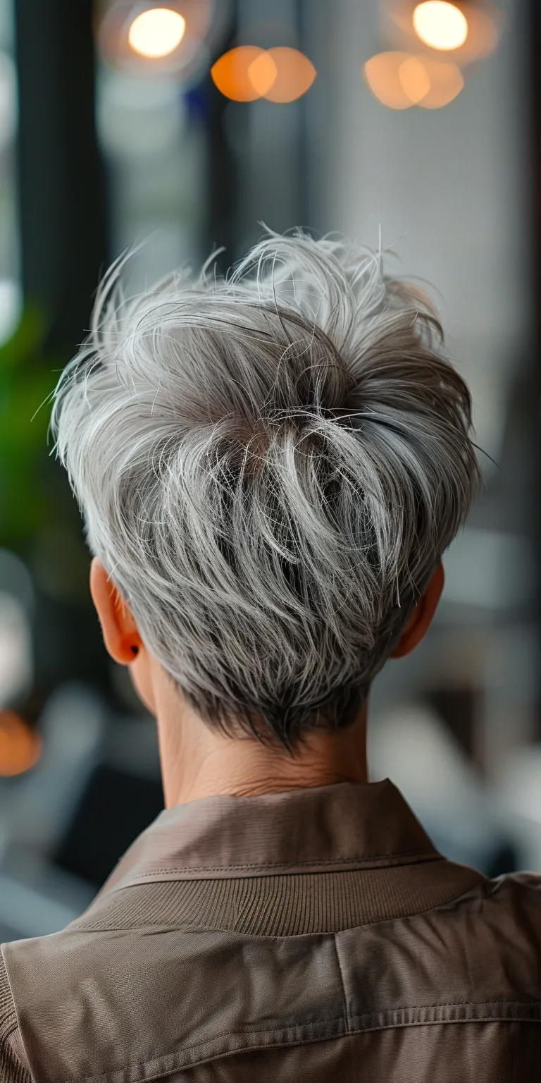 short grey hairstyles Asymmetric cut, Pompadour, Feathered hair, Layered Pixie cut