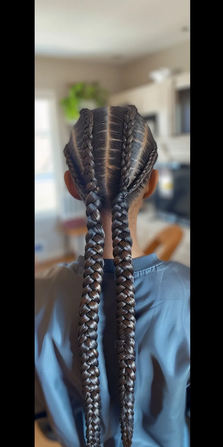 jumbo knotless box braids Hair twists, Waterfall braids, Crochet French twist, Cornrows