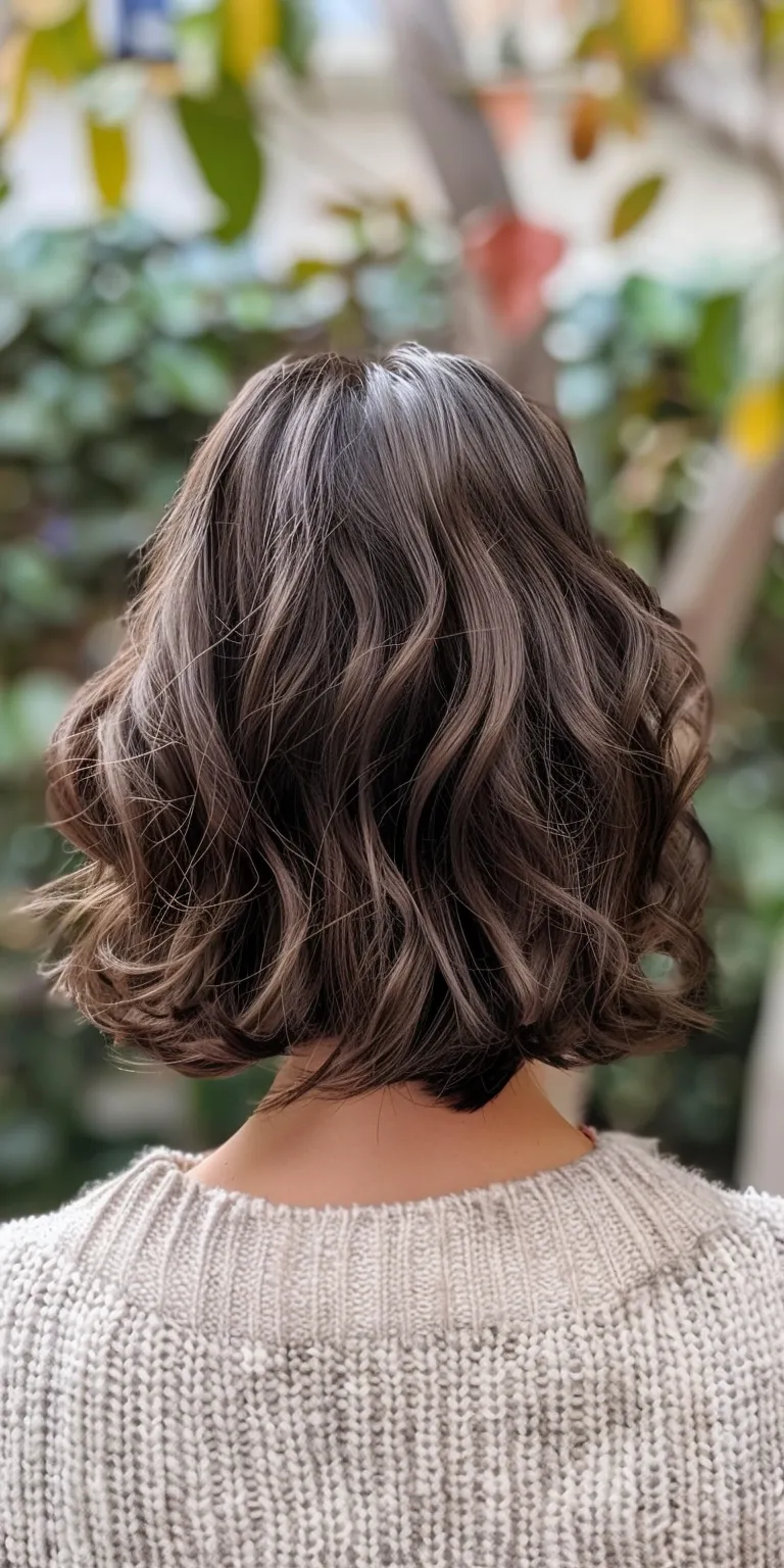 shoulder length hairstyles for women Asymmetric cut, Digital perm, Layered hair, Bob Professional cut