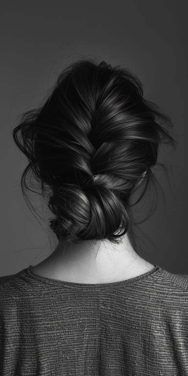 fine hair styles Chignon, Updo, French twist, braid, Milkmaid braid