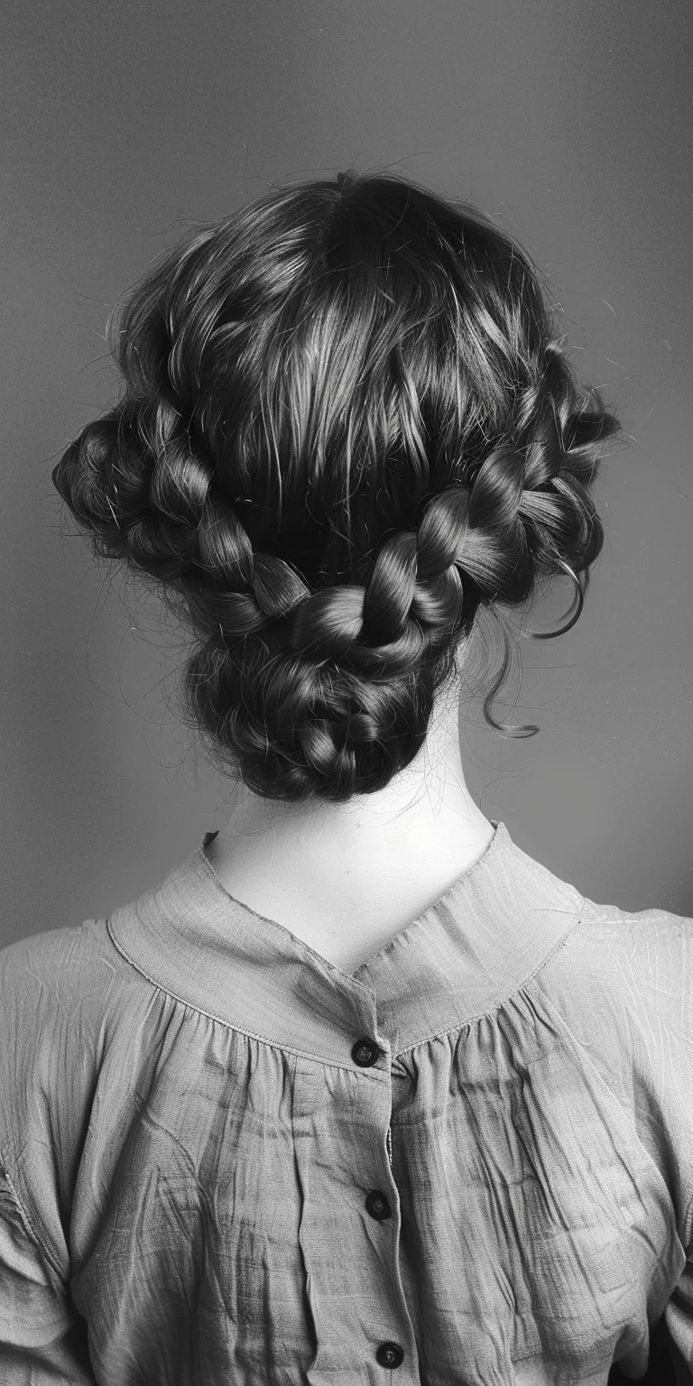 1920s hairstyles for long hair Milkmaid braid, Chignon, Updo, French Waterfall braids