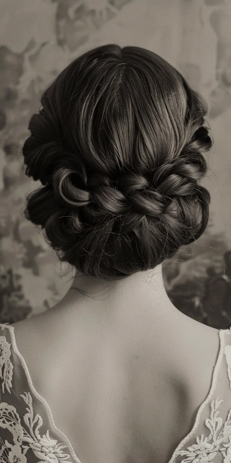 flapper hairstyles Updo, Milkmaid braid, Chignon, French twist, braid