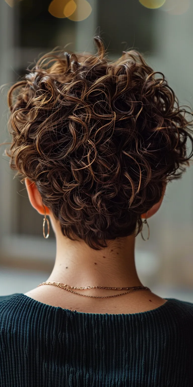 short curly haircuts for women Digital perm, Asymmetric cut, Short brush Ringlets, Curly hair