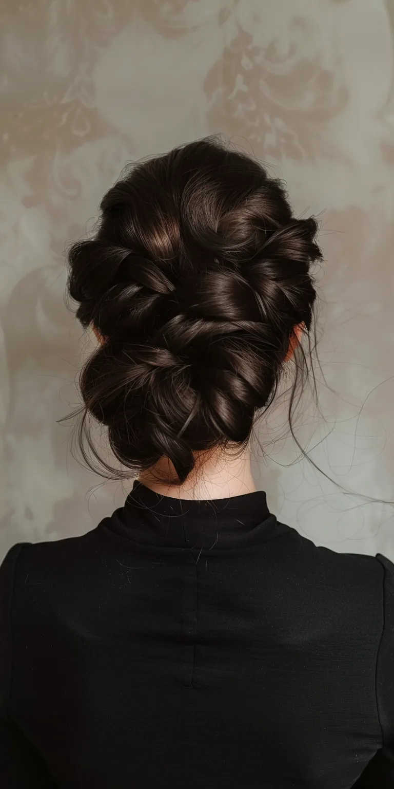 professional hairstyle Updo, Chignon, French twist, Milkmaid braid, braid