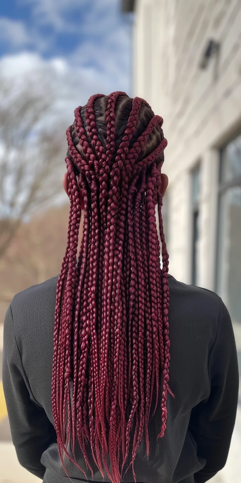 burgundy knotless braids Hair twists, Crochet braids, Waterfall Dreadlocks, French twist