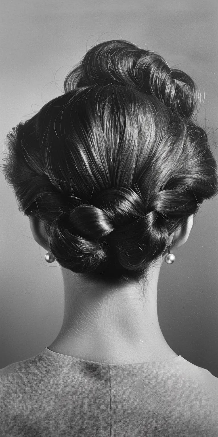 1960s hairstyles Chignon, Updo, Finger wave, Milkmaid braid, French twist