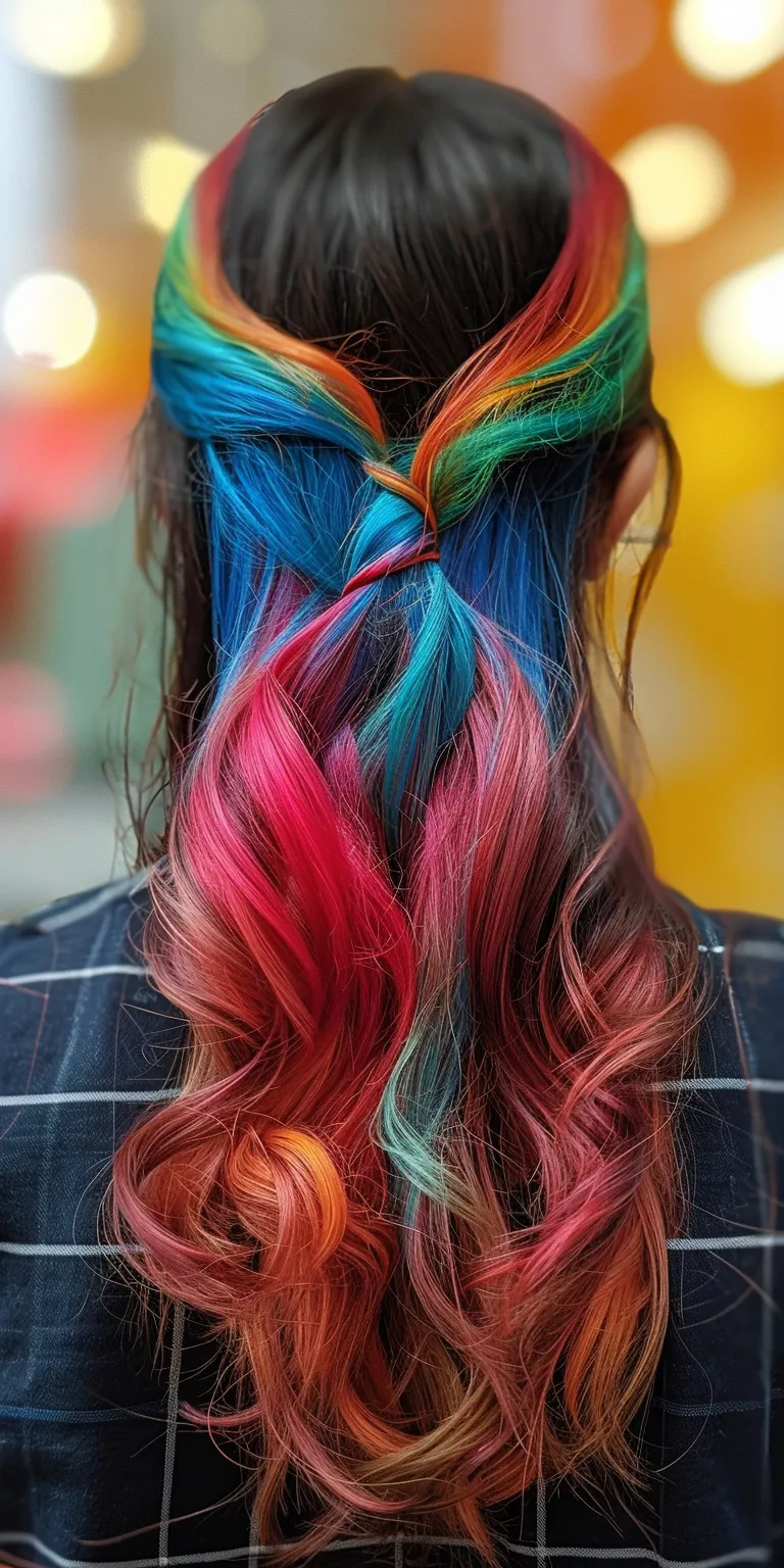 hair styles and colours Mermaid hair, Feathered Layered French twist, Waterfall braids