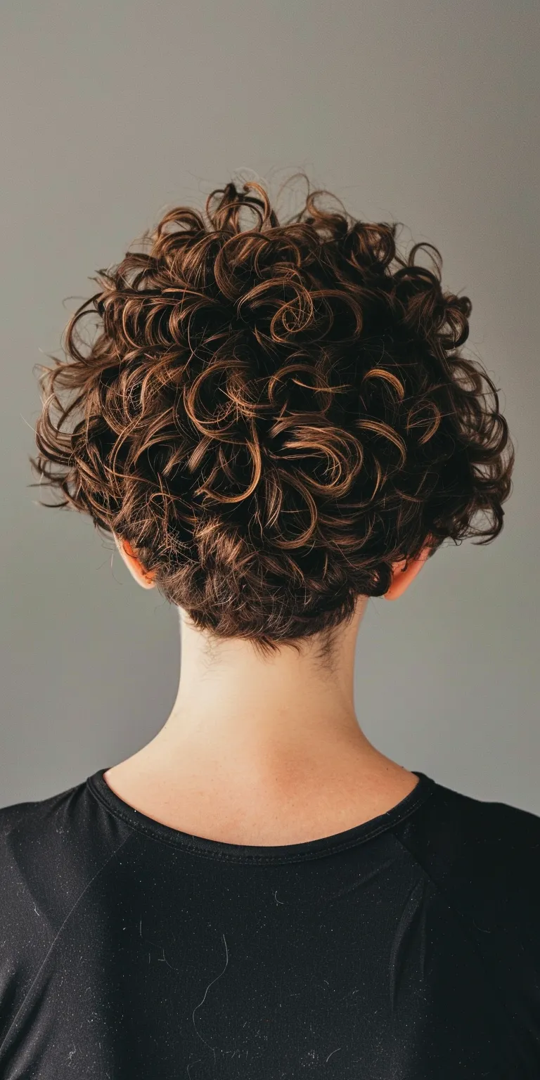 short curly hairstyles Digital perm, Asymmetric cut, Ringlets, Curly hair, Updo