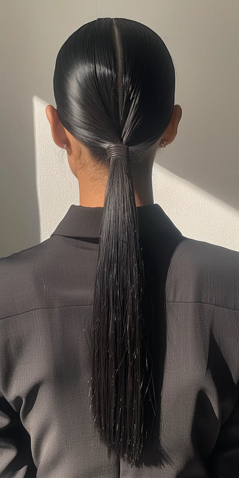 sleek ponytail hairstyles French twist, Asymmetric cut, Ponytail, Updo, Japanese women's