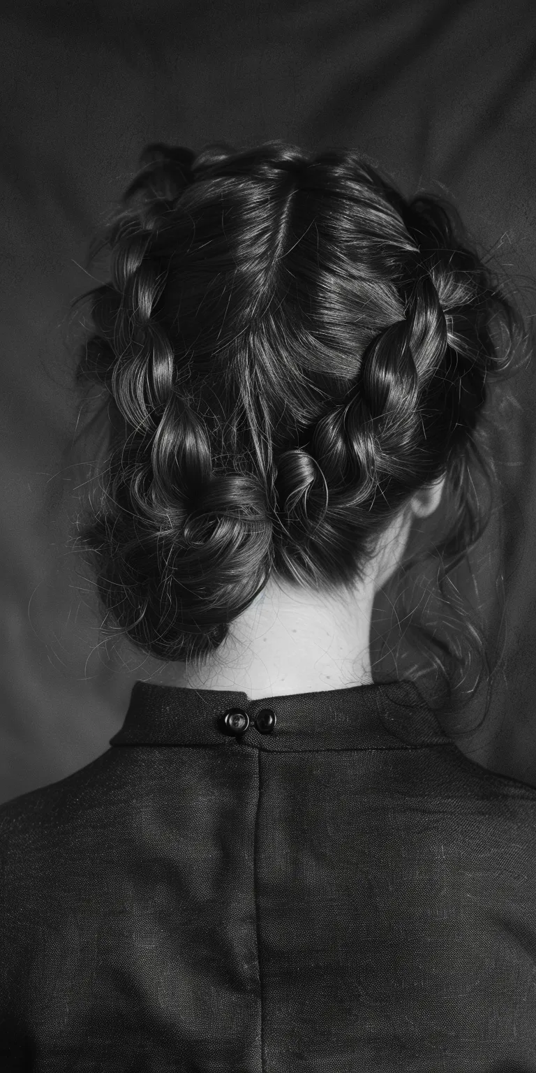 50's hairstyles Chignon, Milkmaid braid, Ringlets, Updo, French braid