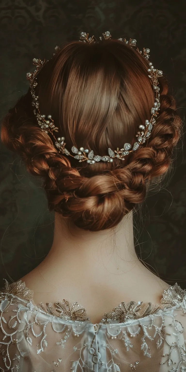 crown hairstyle Milkmaid braid, Updo, French Boho braids, Braid