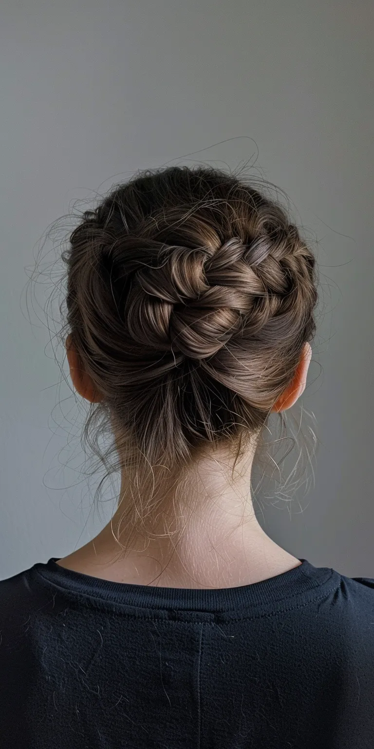 knotless hairstyles Chignon, Updo, French braid, Milkmaid twist