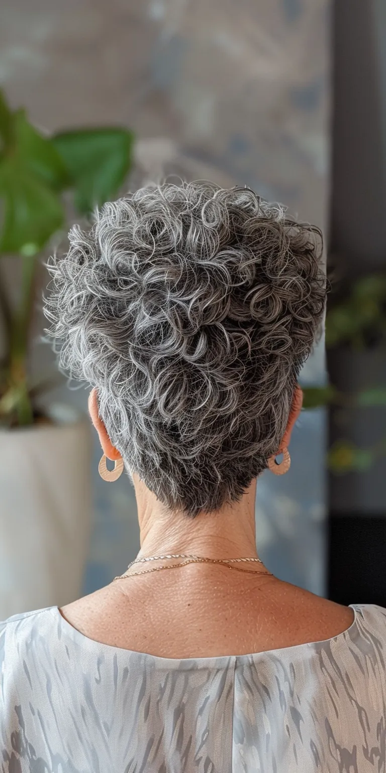 short curly haircuts for women Digital perm, Short brush cut, Asymmetric Pompadour, Professional cut