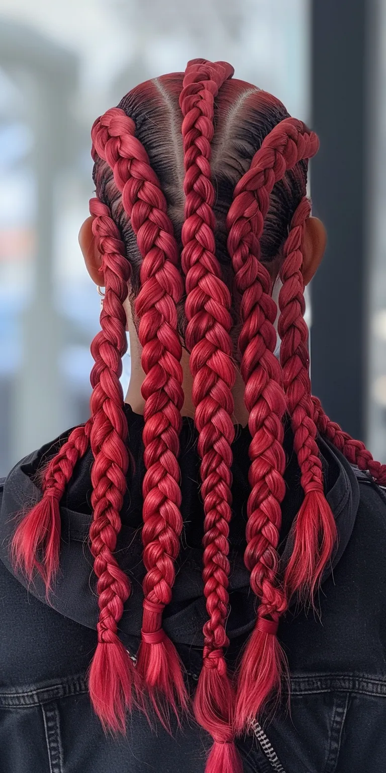 red knotless braids Waterfall braids, Hair twists, Braid, French twist, Cornrows