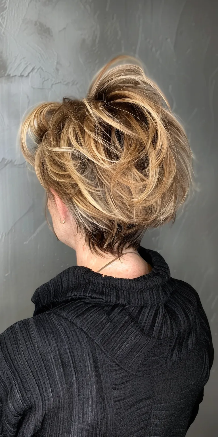 lisa rinna hairstyles Updo, Chignon, Layered hair, French twist, Ballerina bun