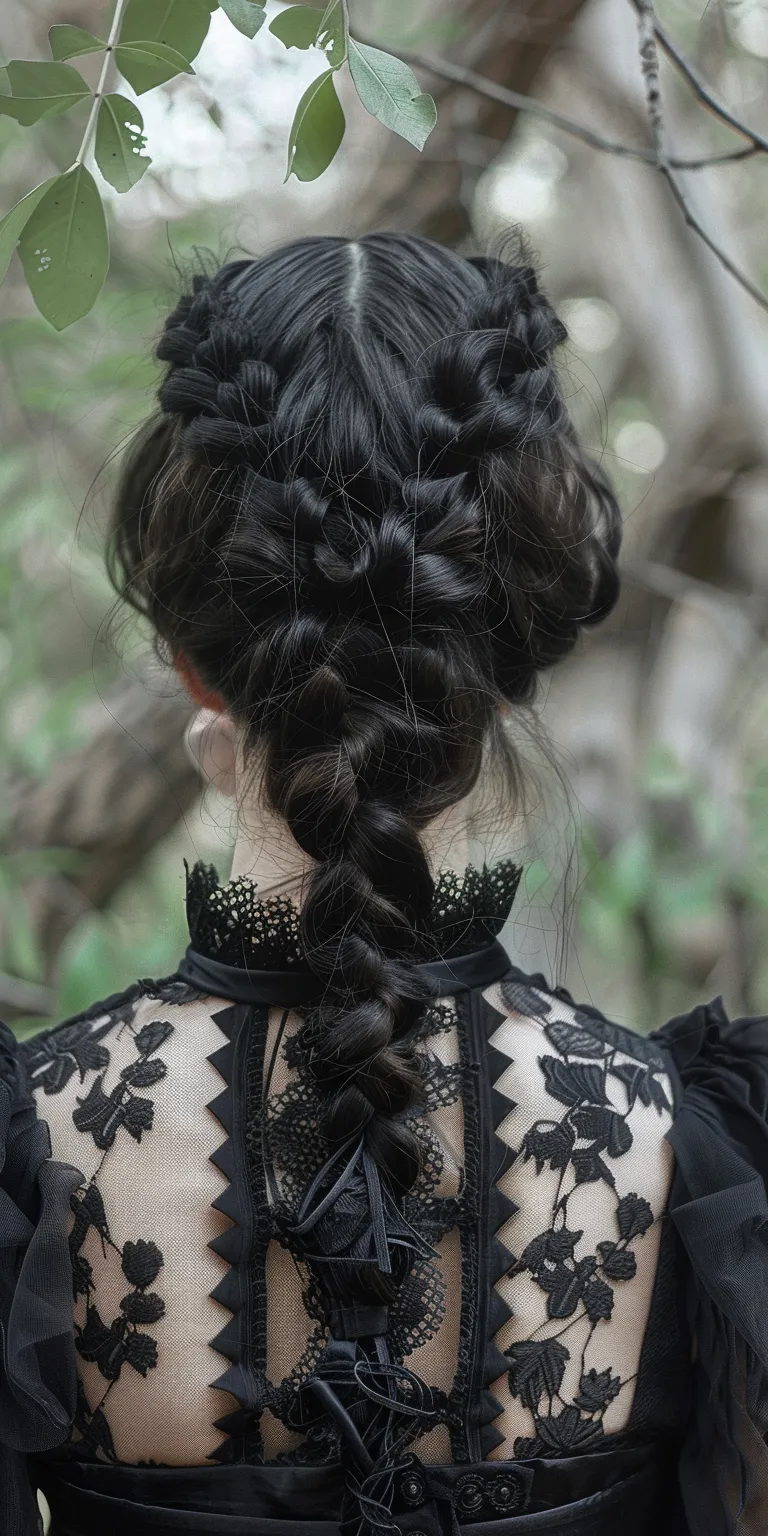 goth hairstyles Milkmaid braid, French Braid, Boho braids, Updo