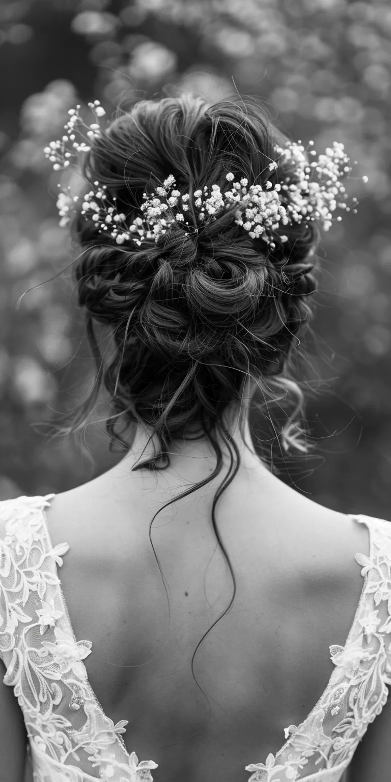 bridal hairstyles Updo, Milkmaid braid, Chignon, Boho braids, Ballerina bun